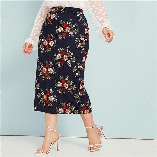 Jupe Longue Bohème Grande Taille - Bleu / L