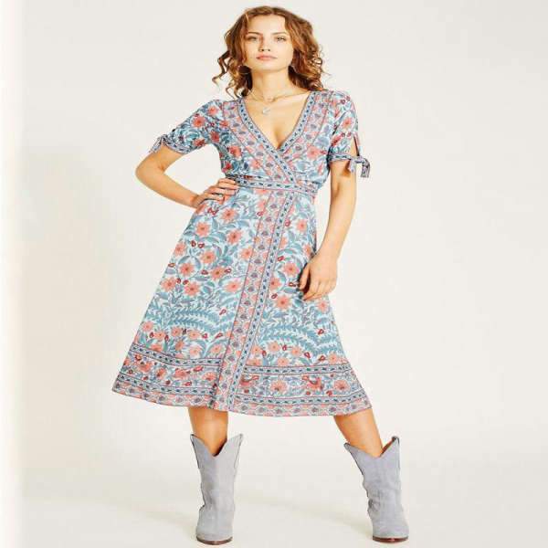 La Robe Longue Bohème Chic - Bleu / S