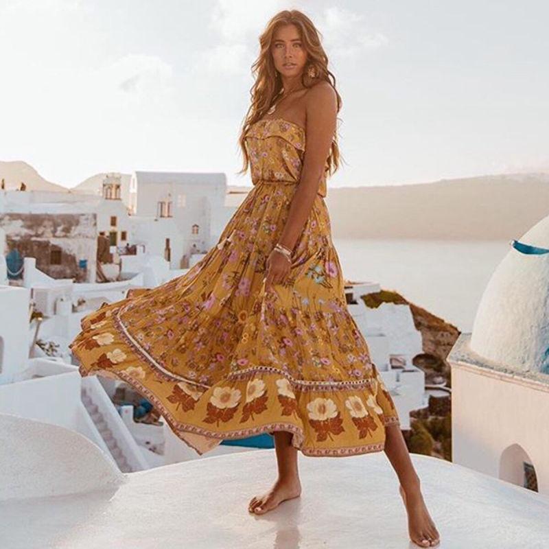 La Robe Longue Bohème - Jaune / S