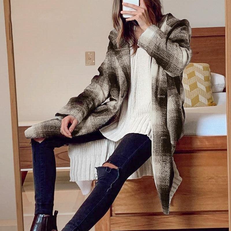 Manteau à Capuche Hippie Plaid