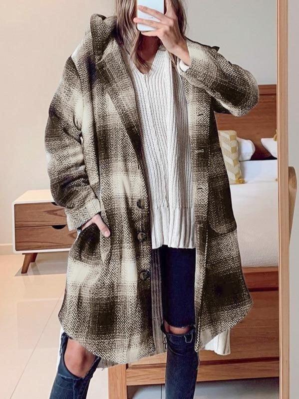Manteau à Capuche Hippie Plaid