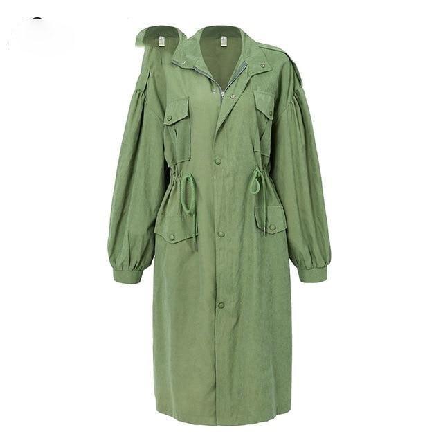 Manteau Long Bohème Kaki