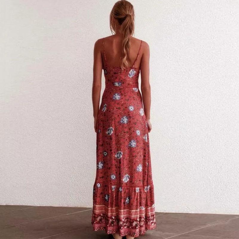 Maxi Robe Hippie Chic - Rouge / S