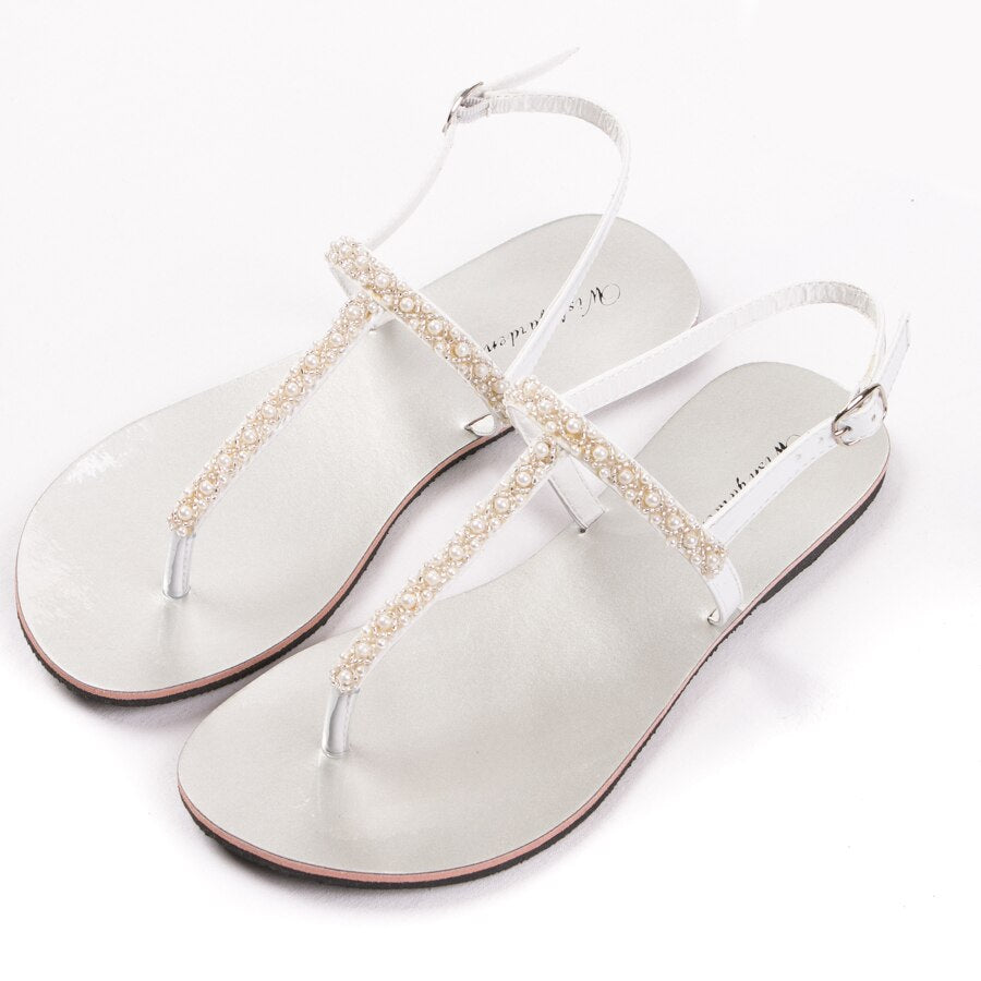 Sandales femme plates bohème blanche