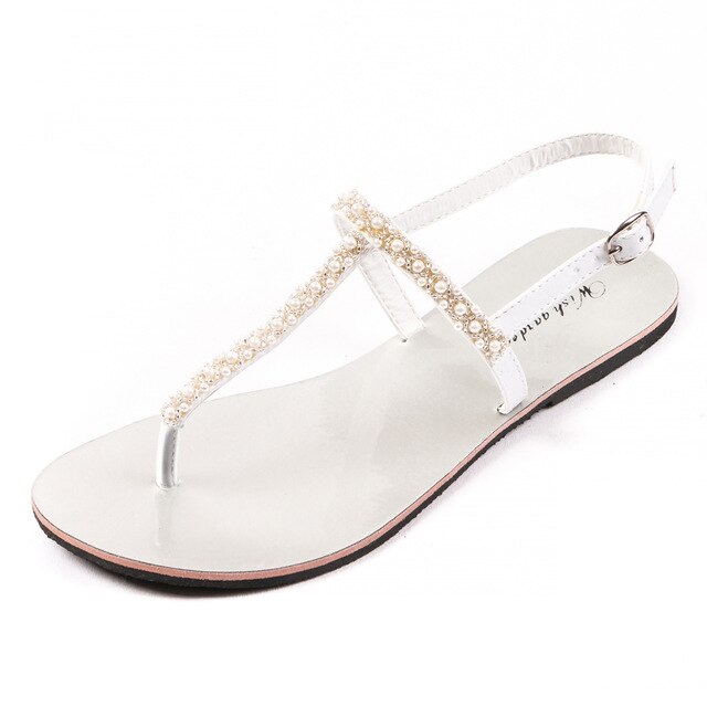 Sandales femme plates bohème blanche