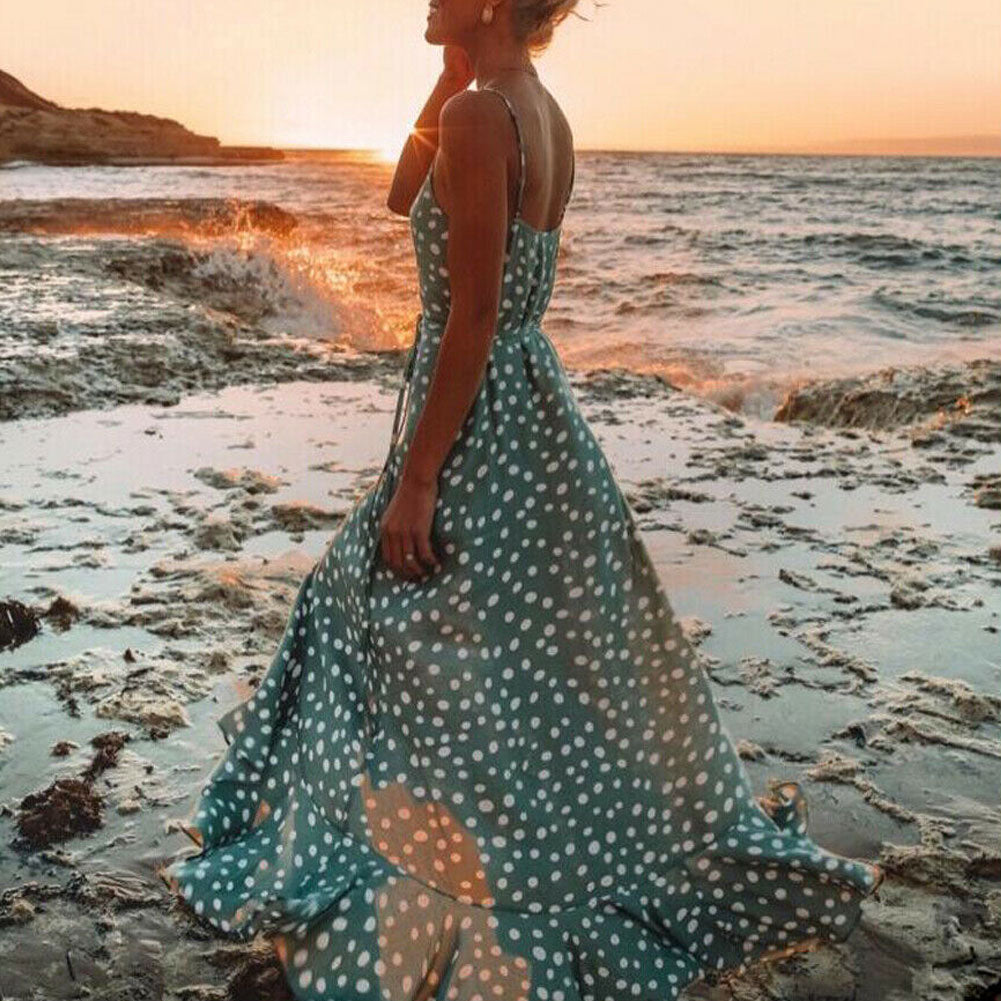Robe Bohème Longue à Pois