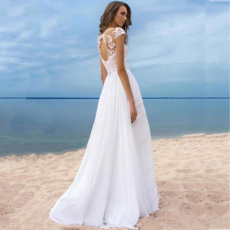 Robe blanche simple bohème pour mariage