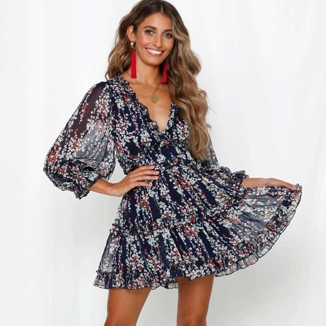 Robe boheme dentelle courte