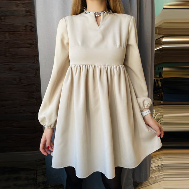 Robe boheme courte beige