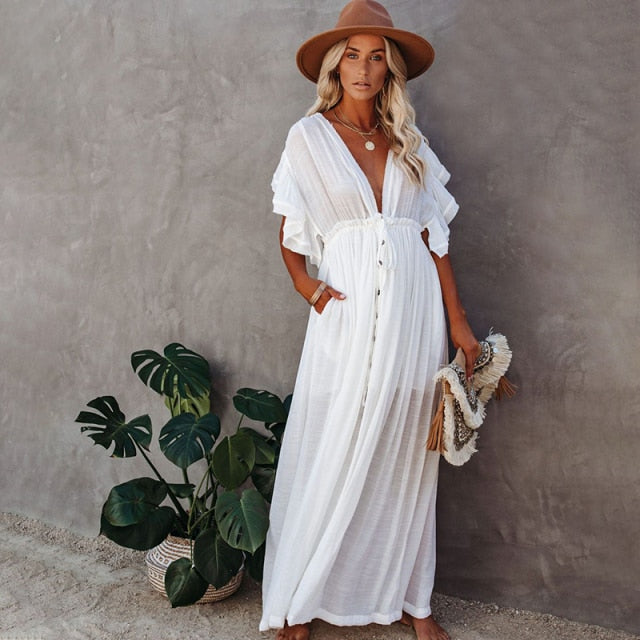 Robe bohème longue rouge