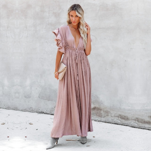Robe bohème longue rouge