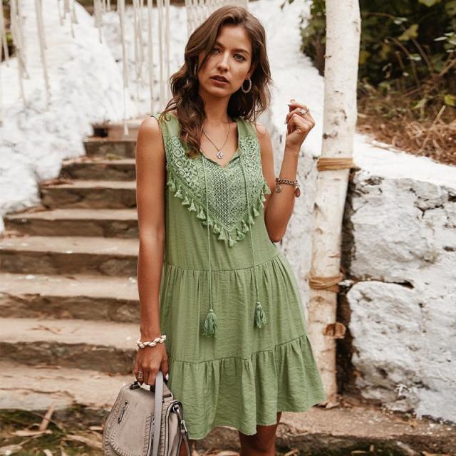 Robe courte boheme bleu