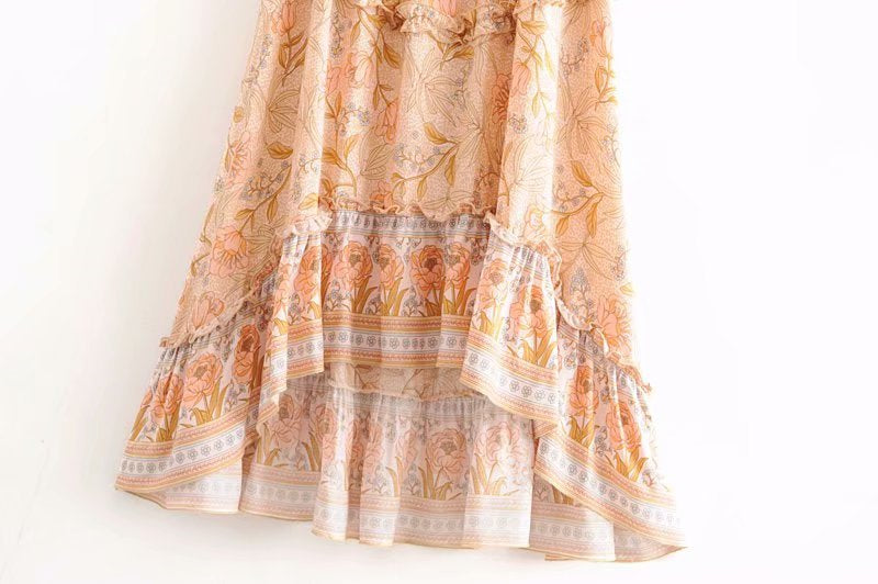 Jupe bohème longue rose