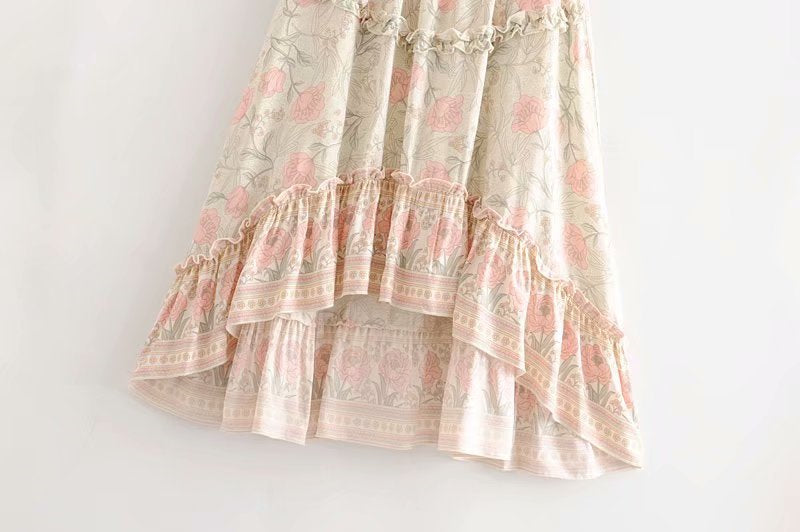 Jupe bohème longue rose