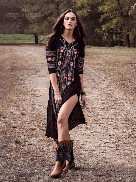 Robe bohème longue noir