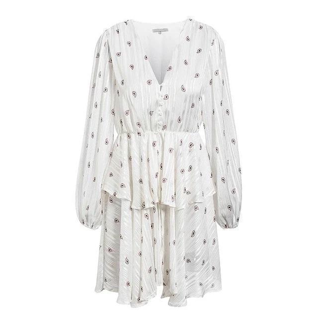Robe Blanche Bohème Manche Longue