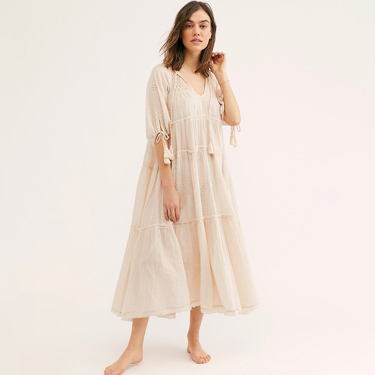 Robe blanche hippie longue