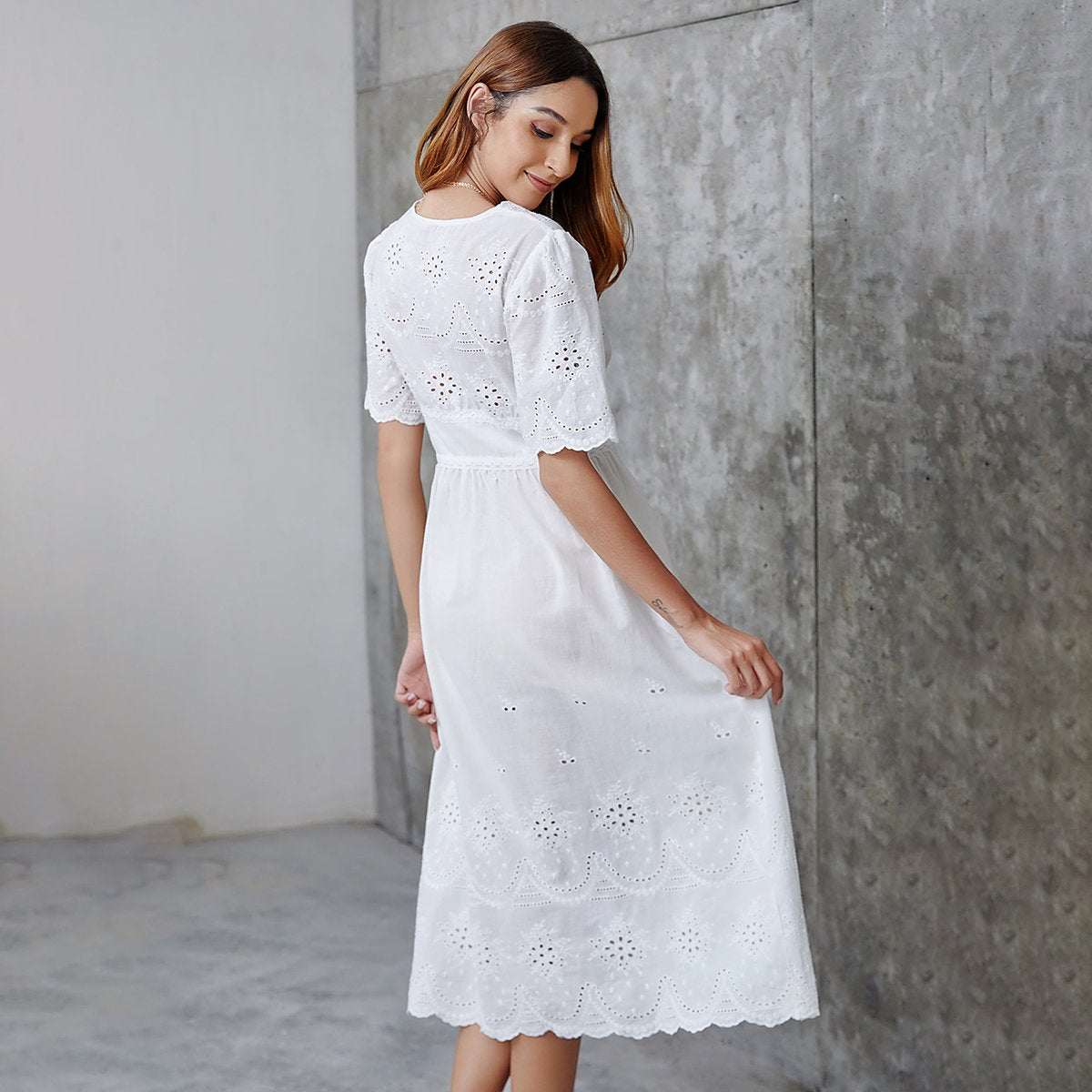 Robe blanche longue boho hippie