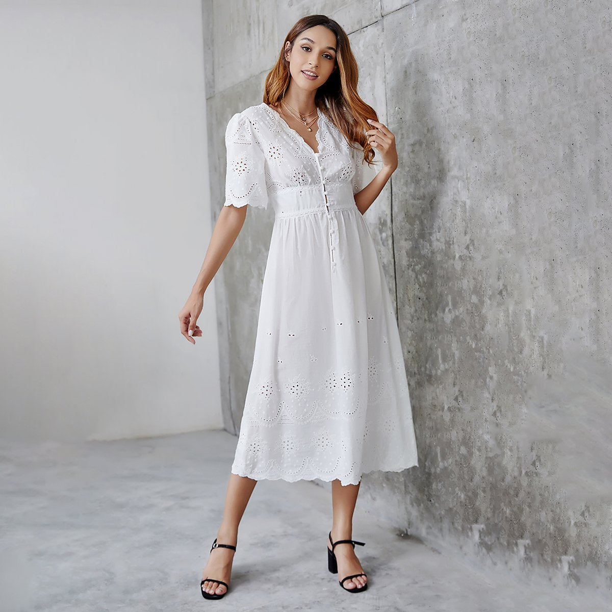 Robe blanche longue boho hippie
