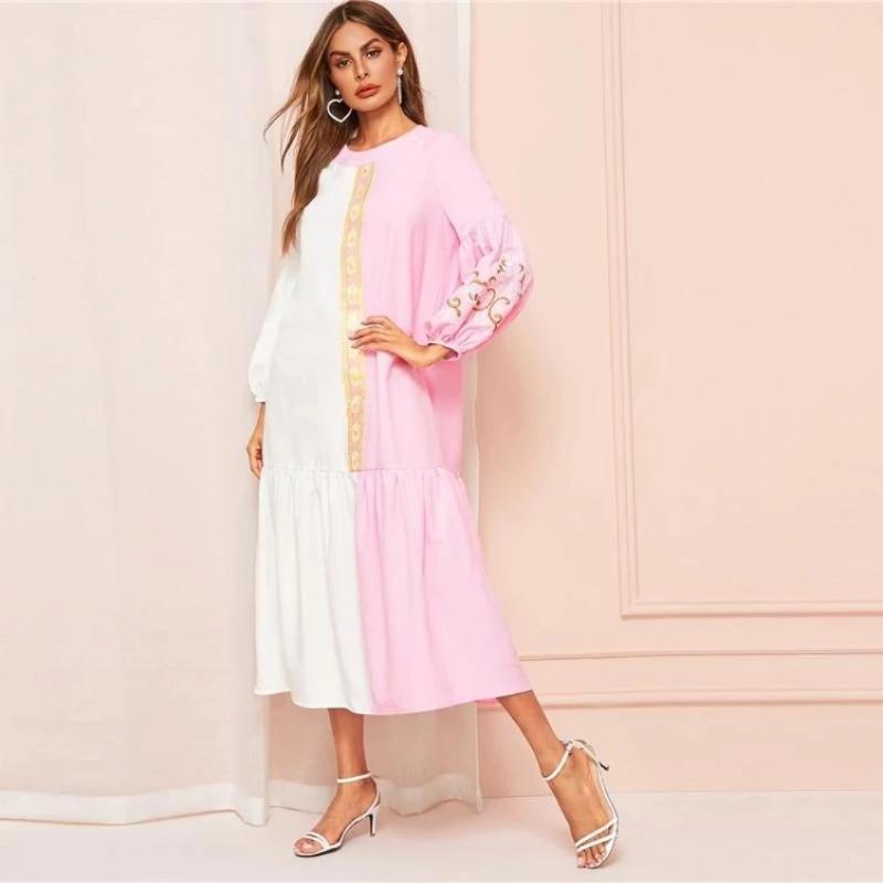 Robe Bohème Avec Manche - Multi-couleur / XS