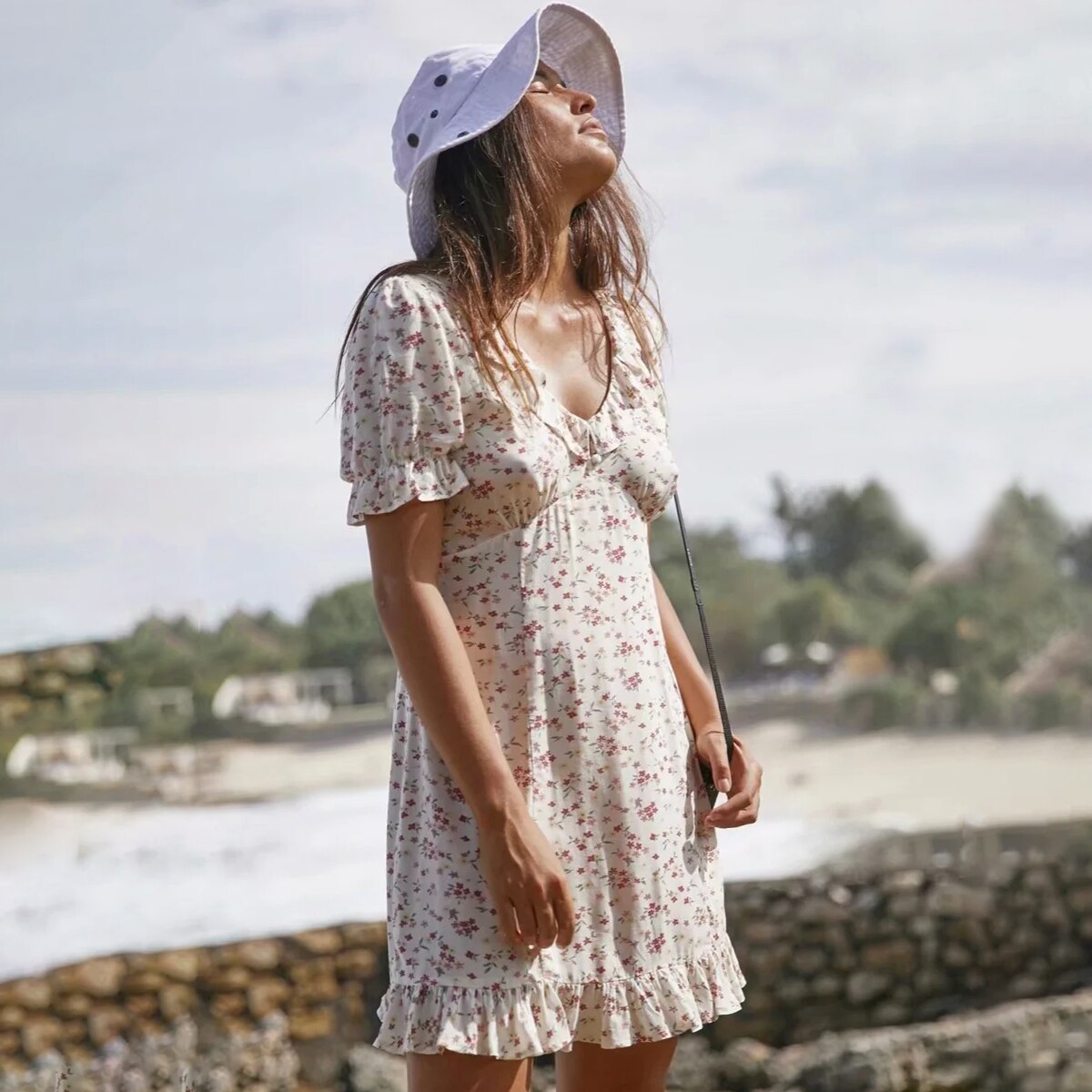 Robe bohème blanche courte