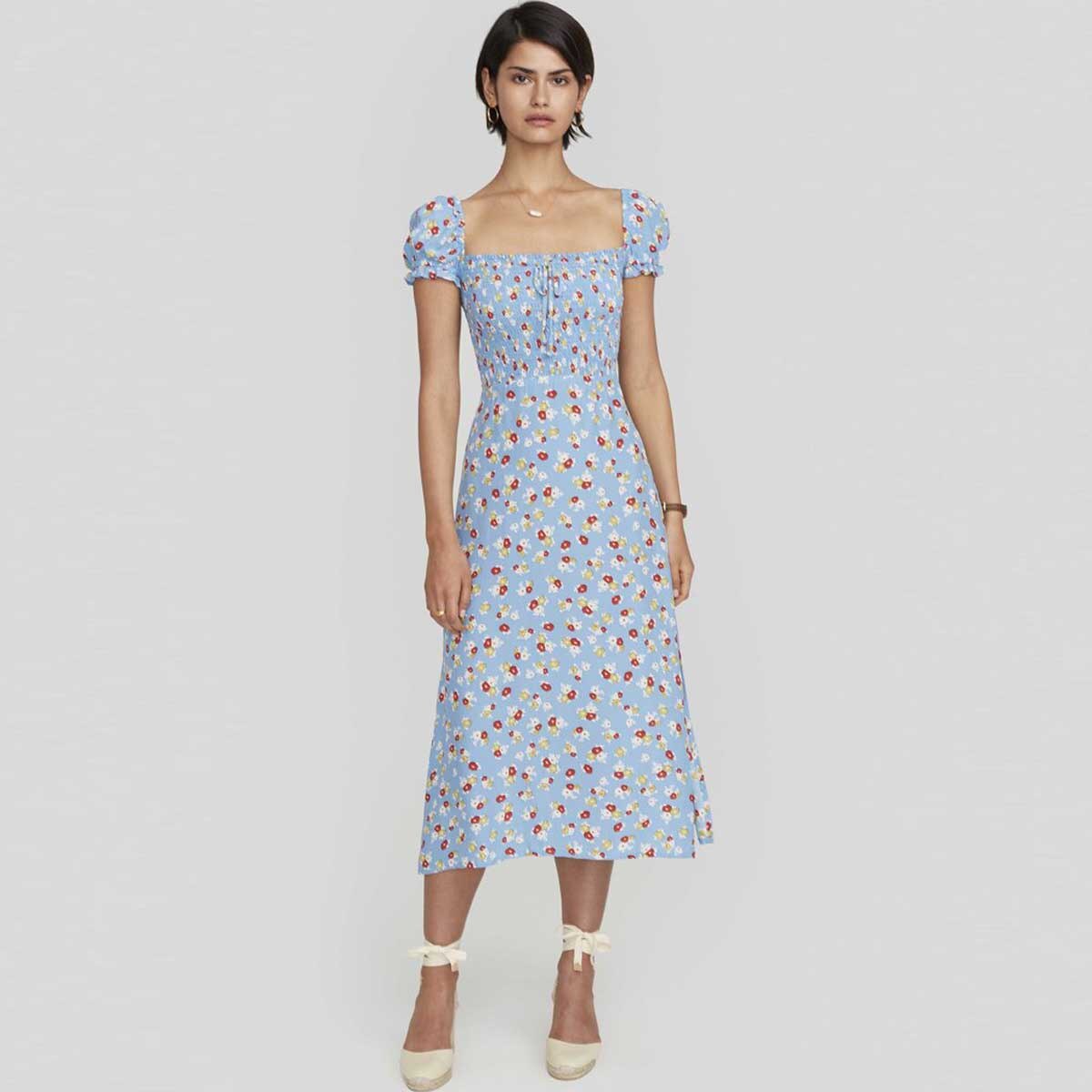 Robe bohème bleu courte