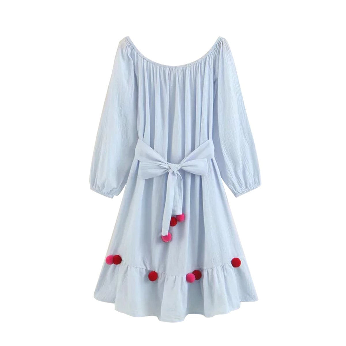 Robe bohème bleu fleurie - Bleu / S