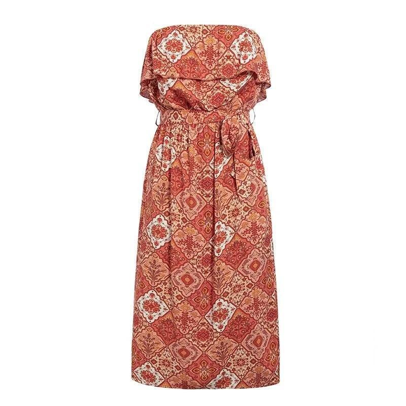 Robe Bohème Bustier Mi-Longue