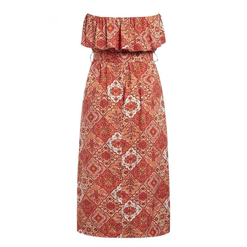 Robe Bohème Bustier Mi-Longue