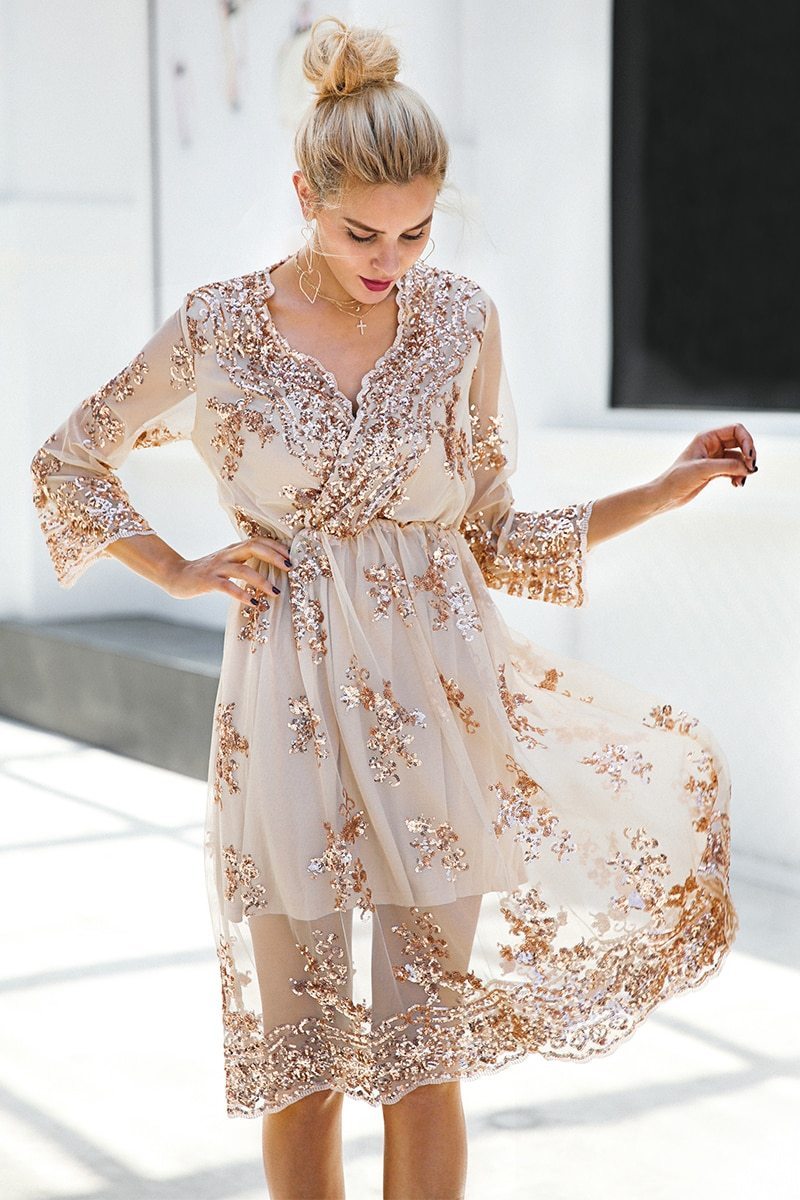 Robe Bohème Chic Beige - Beige / S