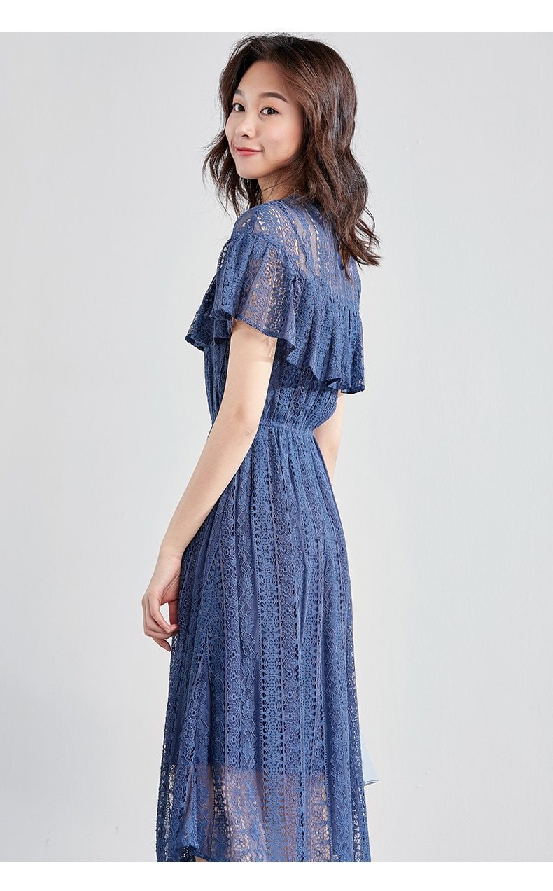 Robe Bohème Chic Bleu Marine - Bleu / S