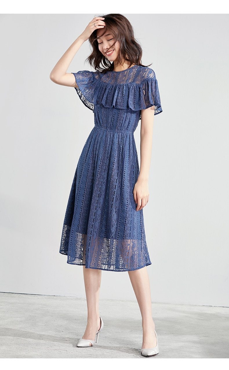 Robe Bohème Chic Bleu Marine - Bleu / S