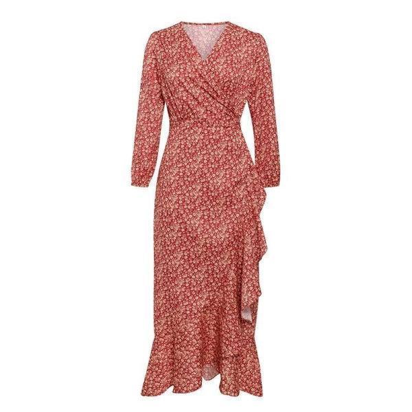 Robe Bohème Chic Corail - Rouge / S