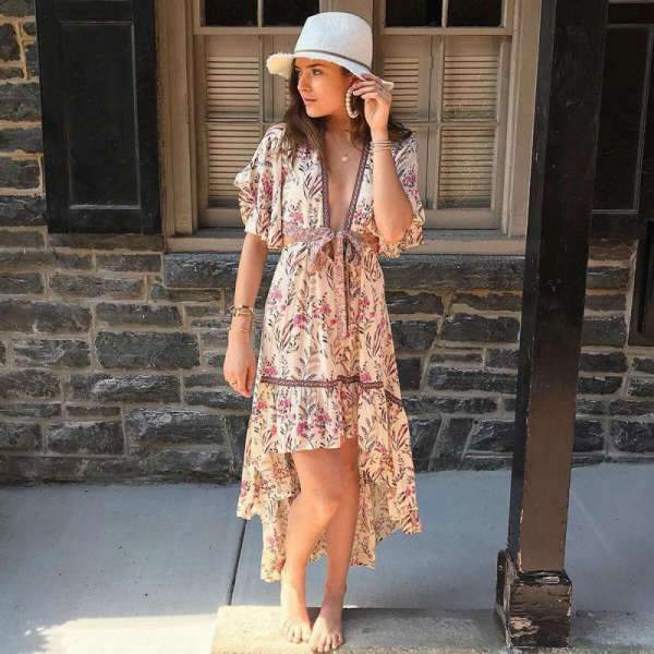 Robe Bohème Chic Courte Devant Long Derrière