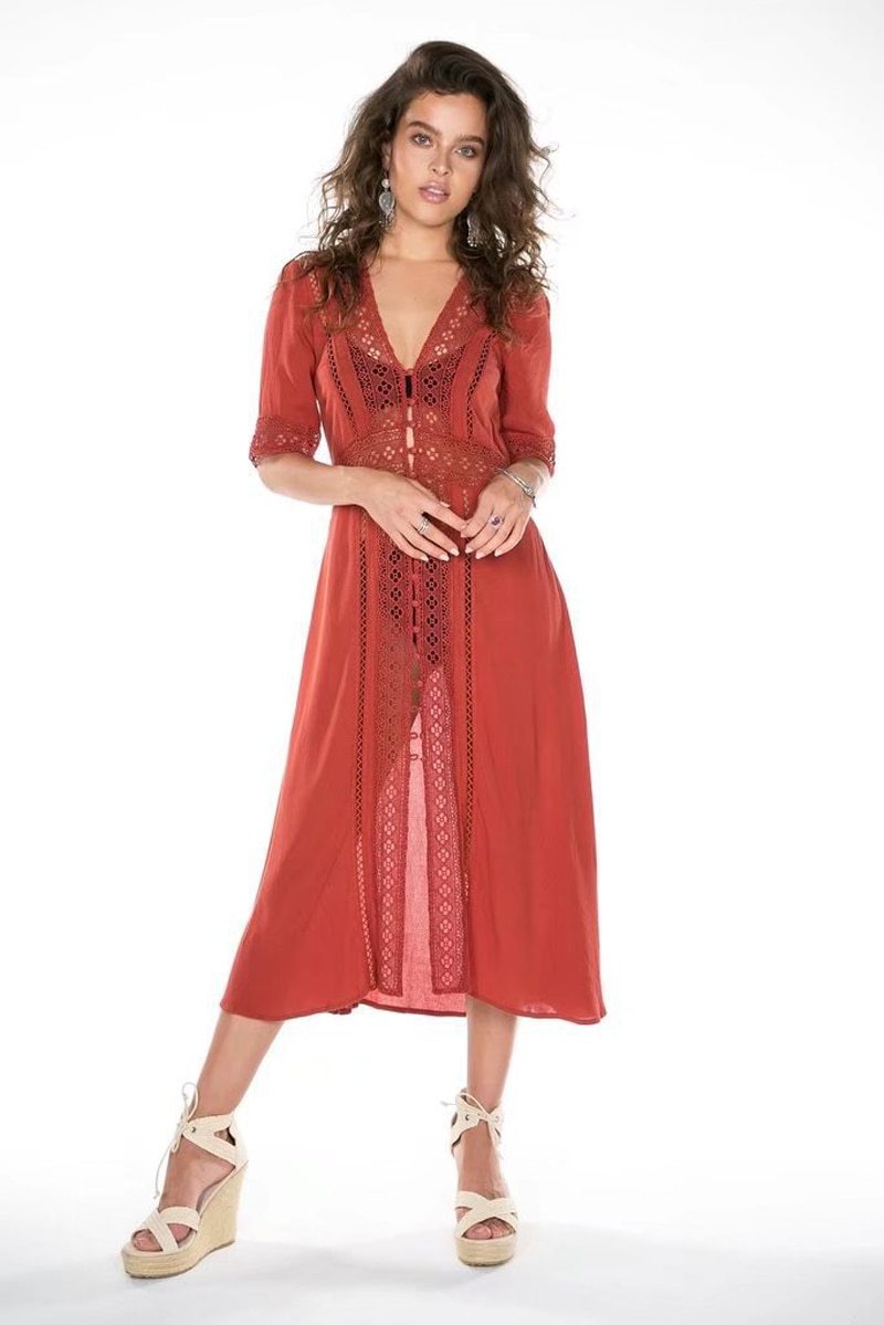 Robe Boheme Chic été 2018 - Rouge / S