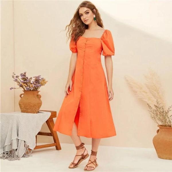 Robe Bohème Chic Orange - Orange / XS