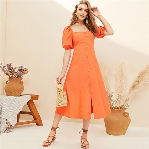 Robe Bohème Chic Orange - Orange / XS