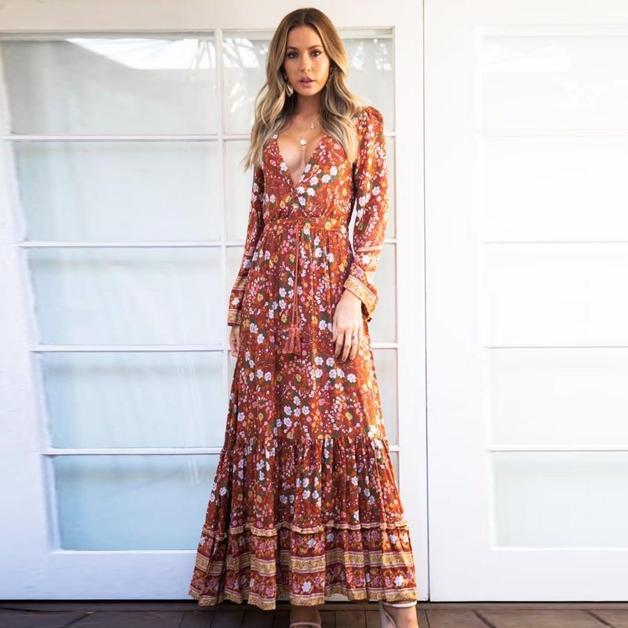 Robe Boheme Chic Pour Soiree - Orange / S