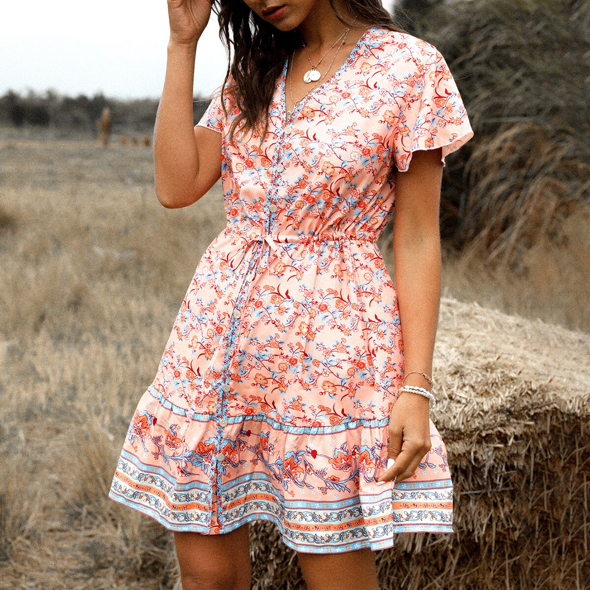 Robe boheme chic rose