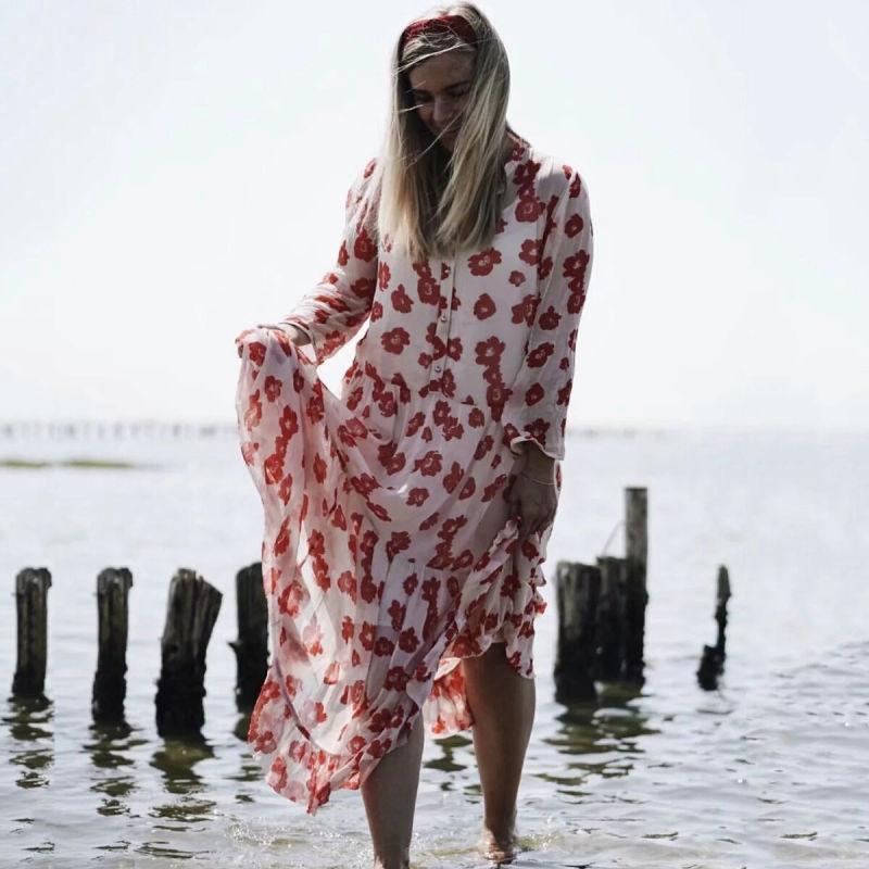 Robe Bohème Chic Saint Tropez - Rouge / S