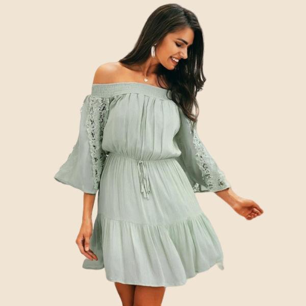 Robe Bohème Chic Vintage - Vert / S