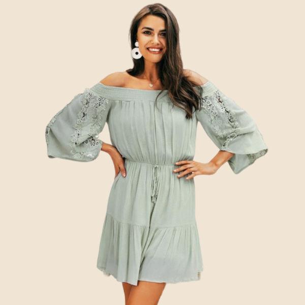 Robe Bohème Chic Vintage - Vert / S