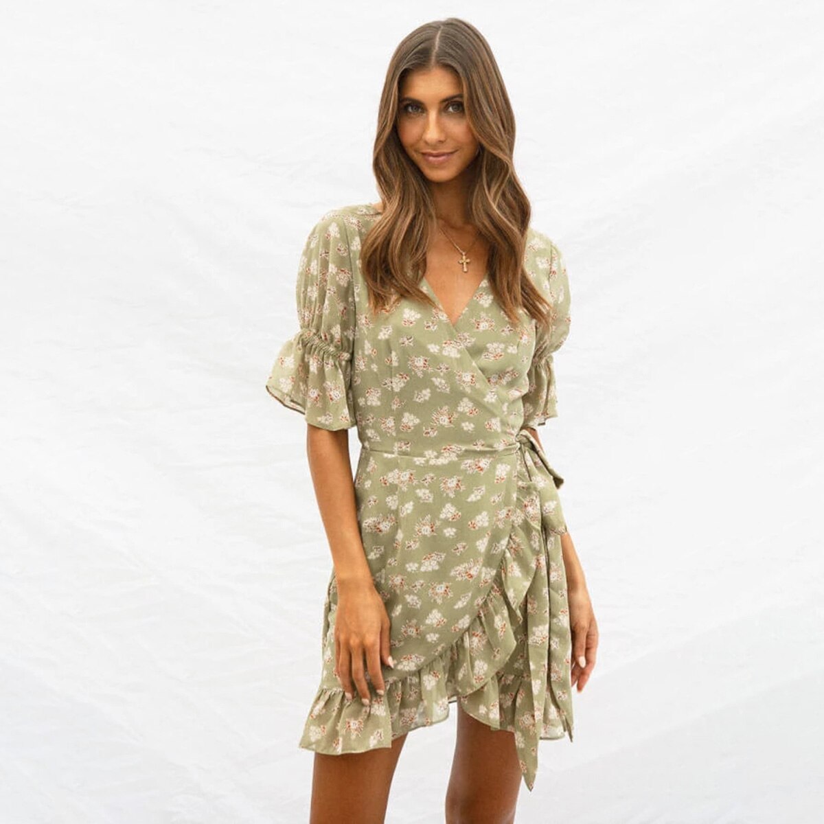 Robe bohème courte verte 2020