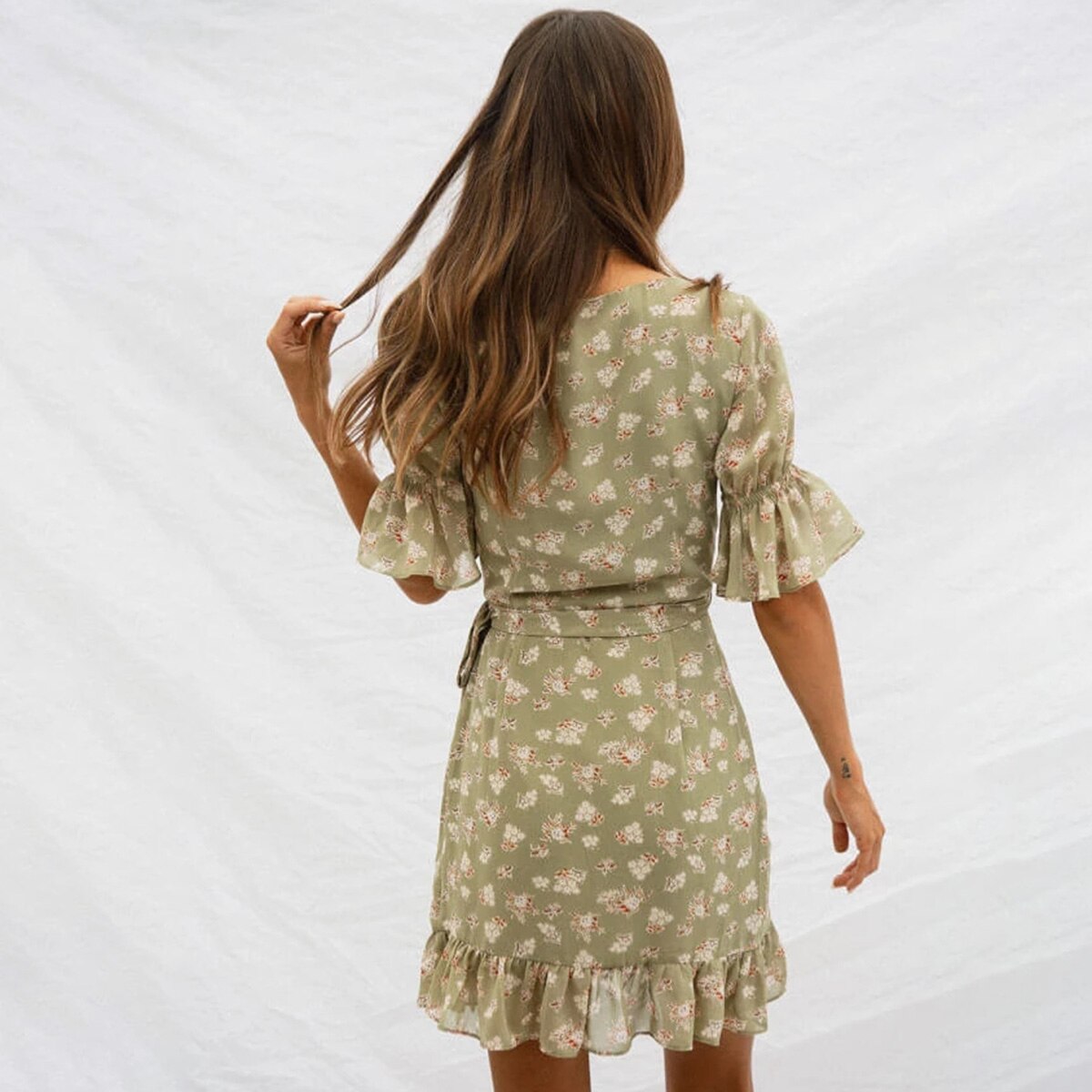 Robe bohème courte verte 2020