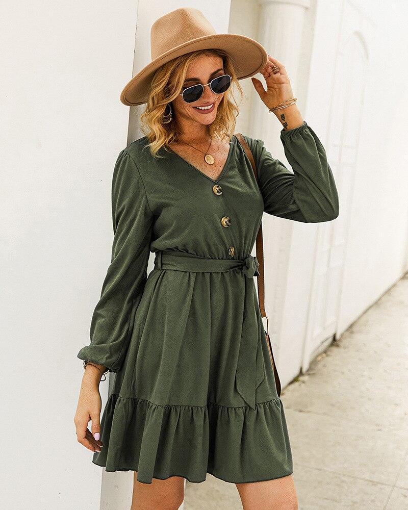 Robe bohème courte verte