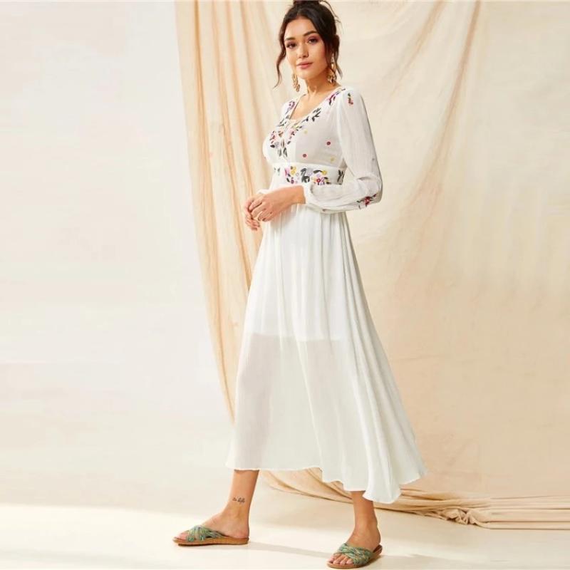 Robe Bohème Femme Blanche - Blanc / XS