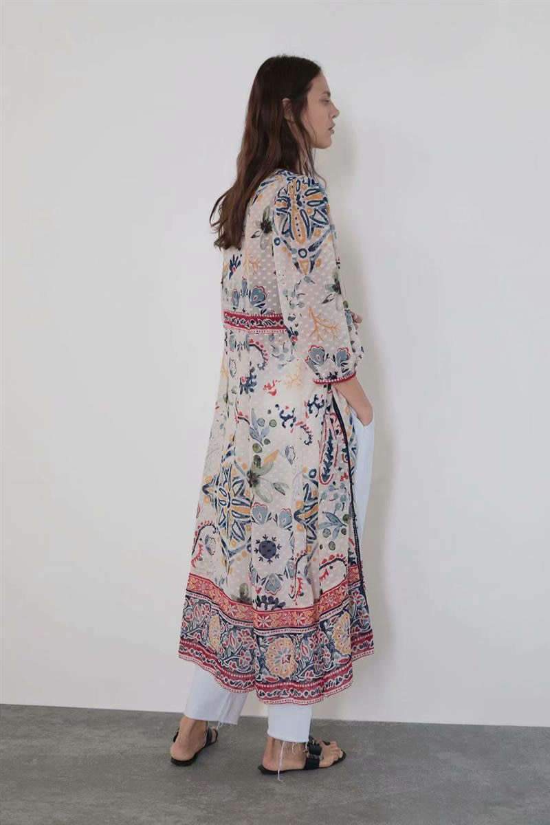 Robe Bohème Fendue - Beige / XS