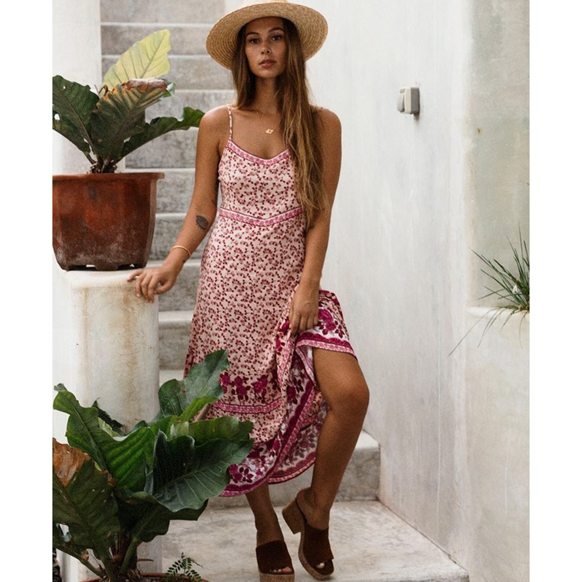 Robe bohème fleurie longue