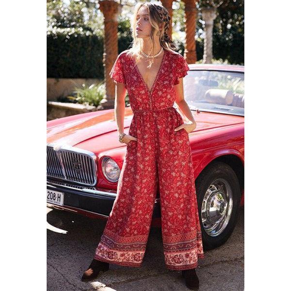 Robe Boheme Floral - Rouge / S