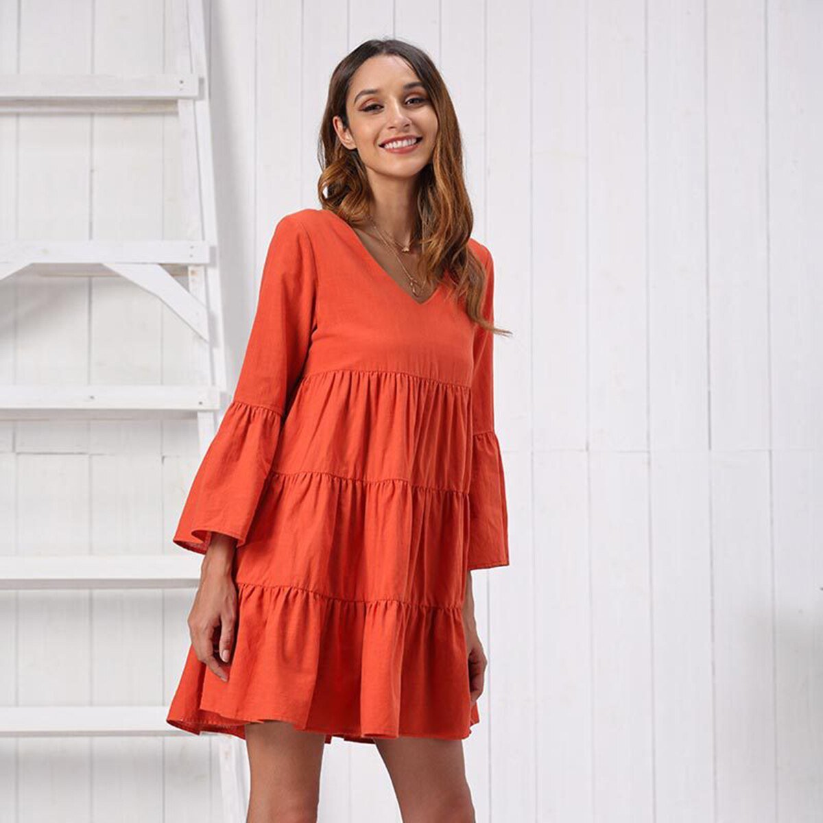 Robe bohème hippie orange